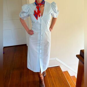 NWT Horses Atelier Puff Sleeve Button Front Dress